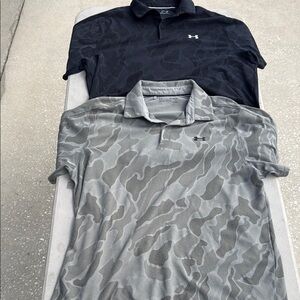 Under Armour Men's Polo Shirt - Black Camo and  Light Green Camo size XL
